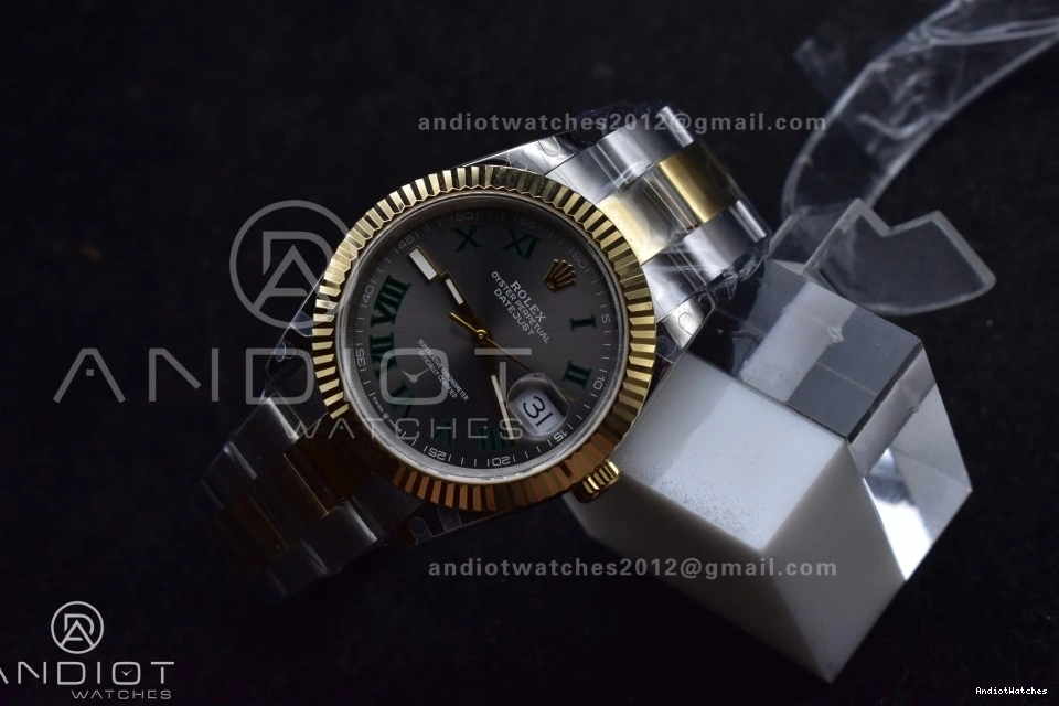 YG 126333 Oyster SS Dial Efficient Edition Steel SS 614 Roman DateJust A 1:1 41 904L YG Green GMF Bracelet on Gray Best 0408